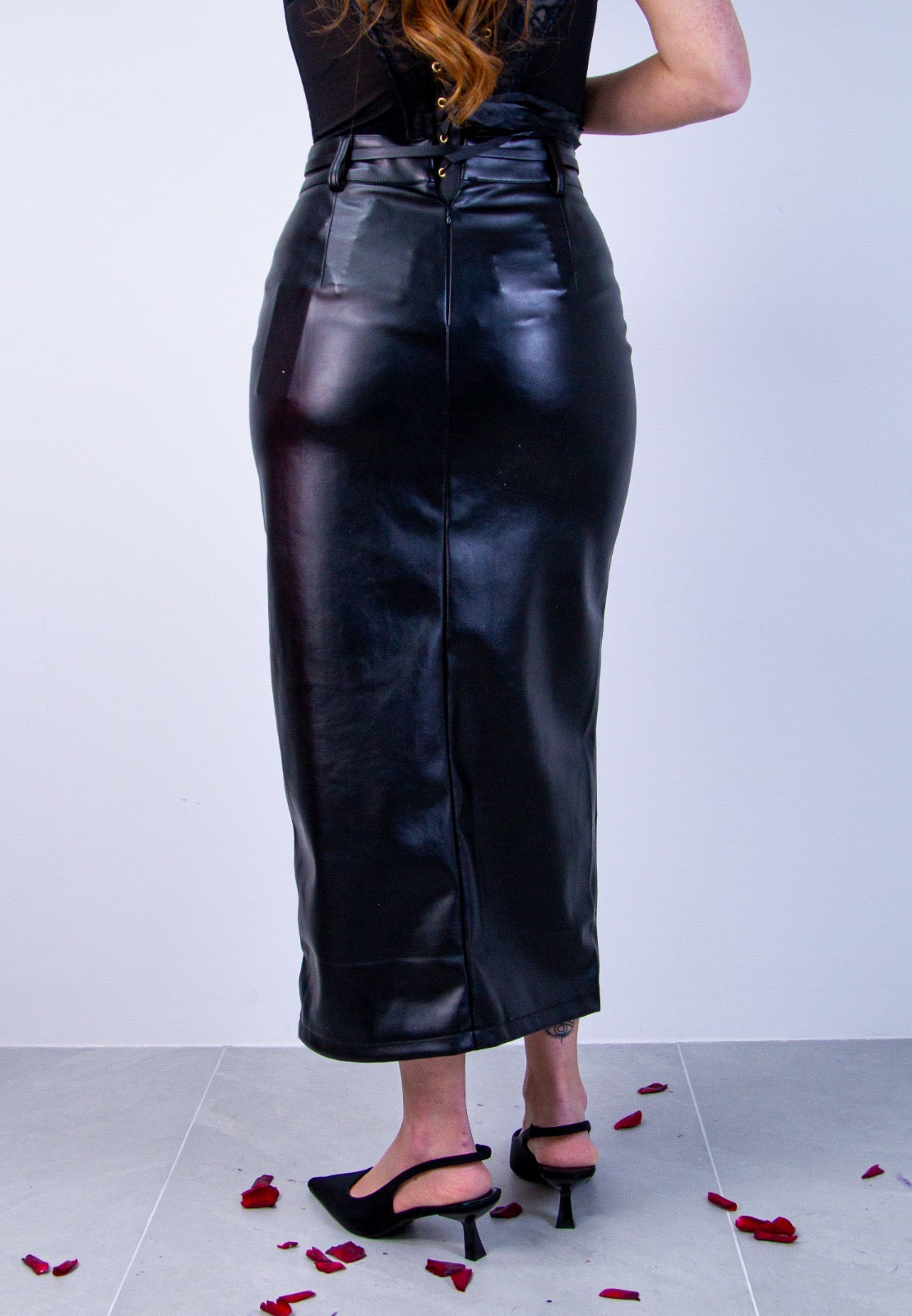 GONNA TUBO PELLE NERA