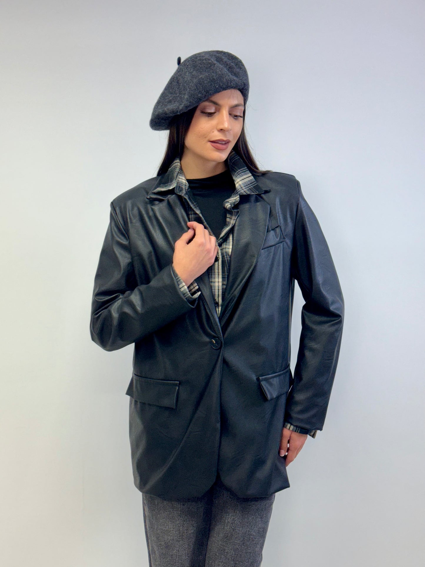 Giacca simil pelle black