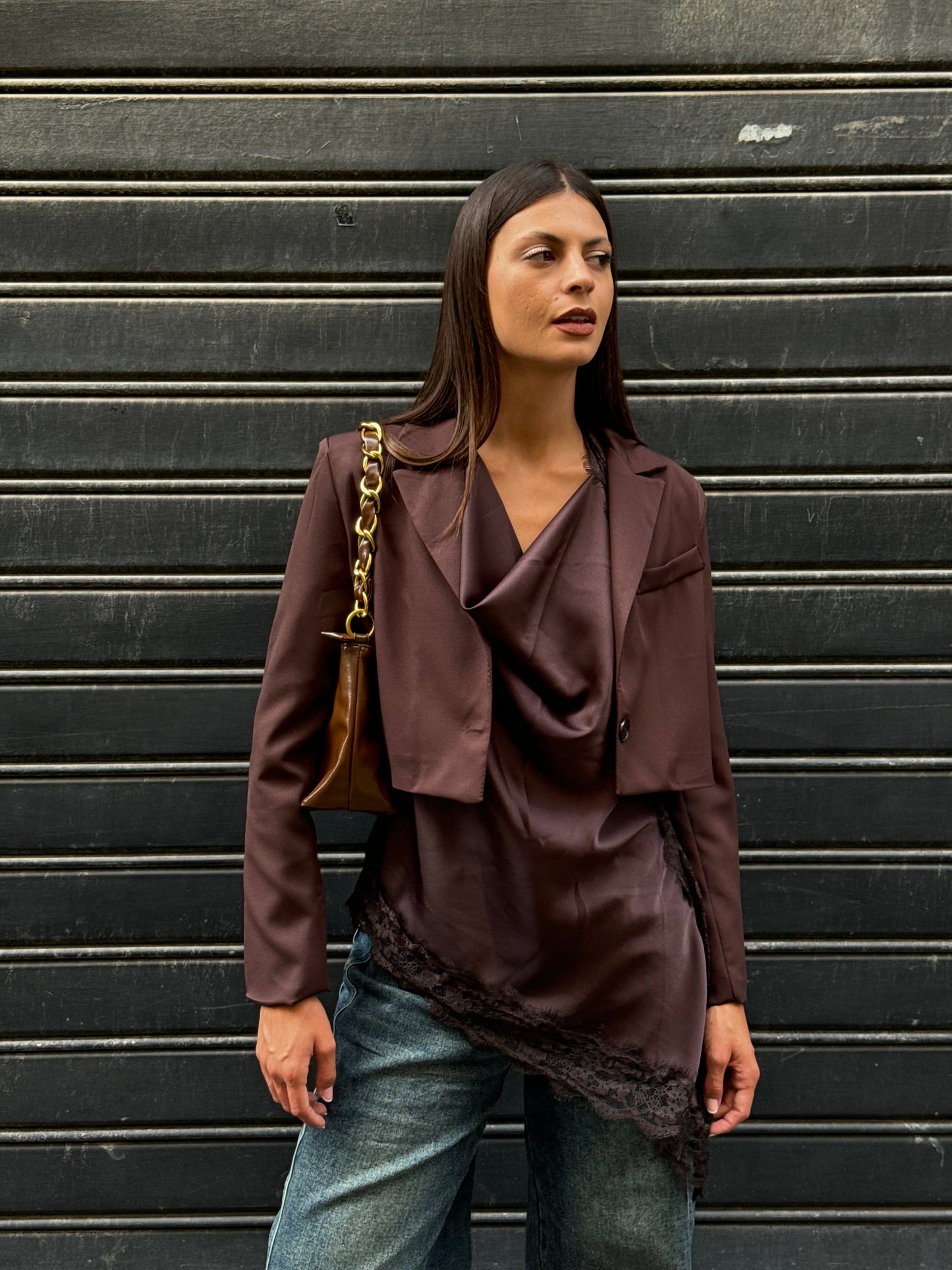 Giacca crop choco