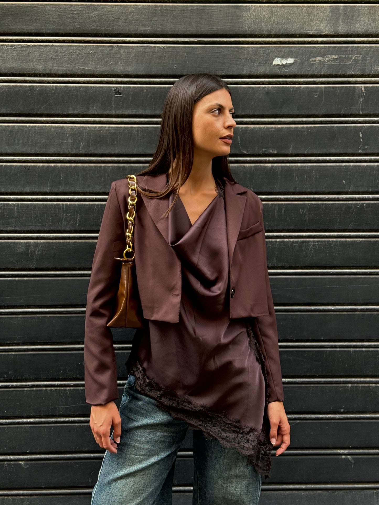 Giacca crop choco