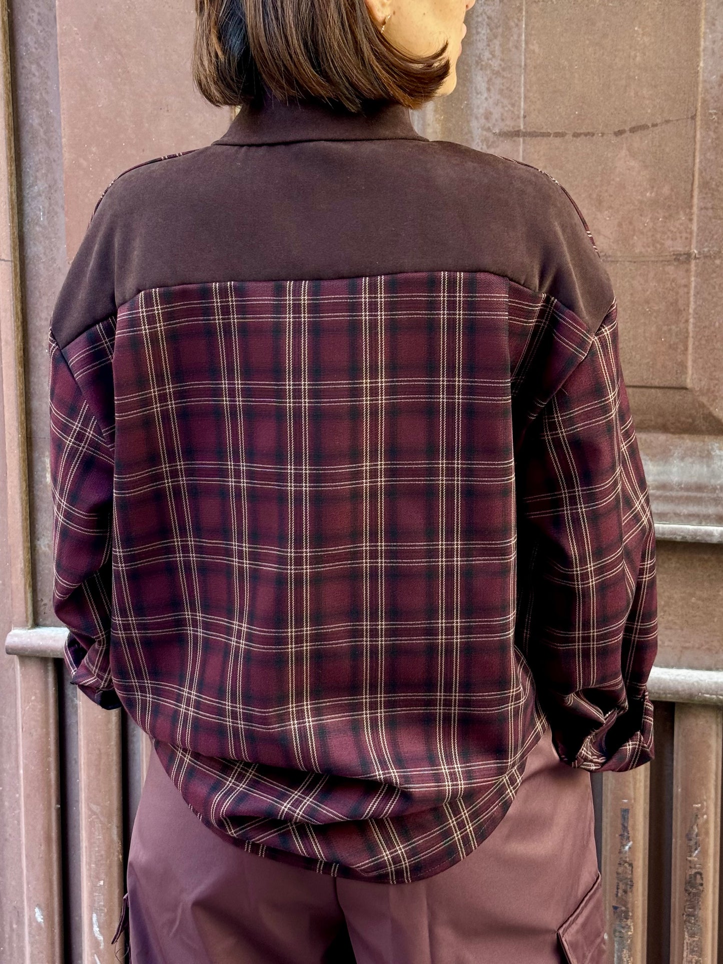 CAMICIA TARTAN SUEDE BURGUNDY