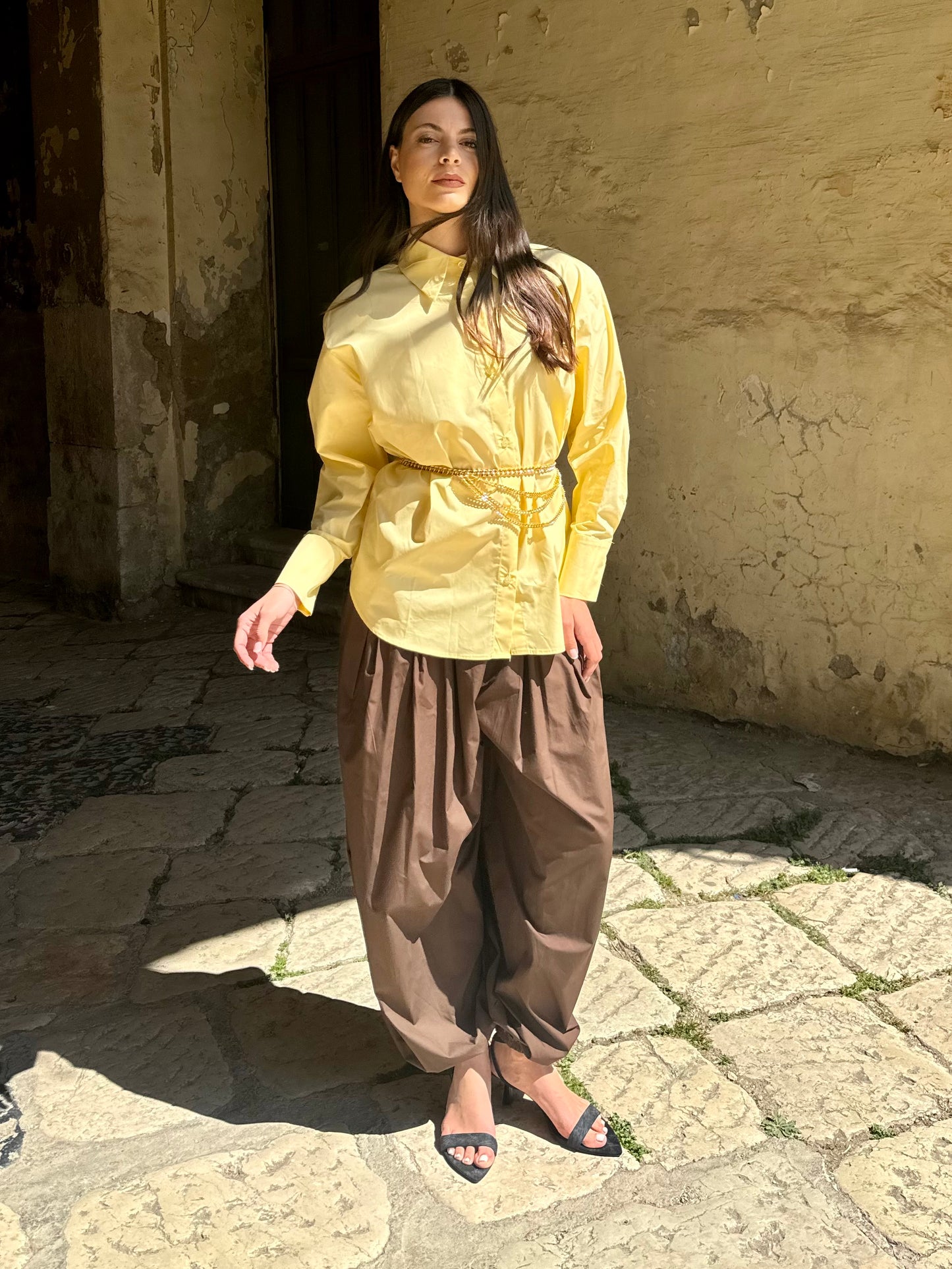 CAMICIA OVER YELLOW COTONE