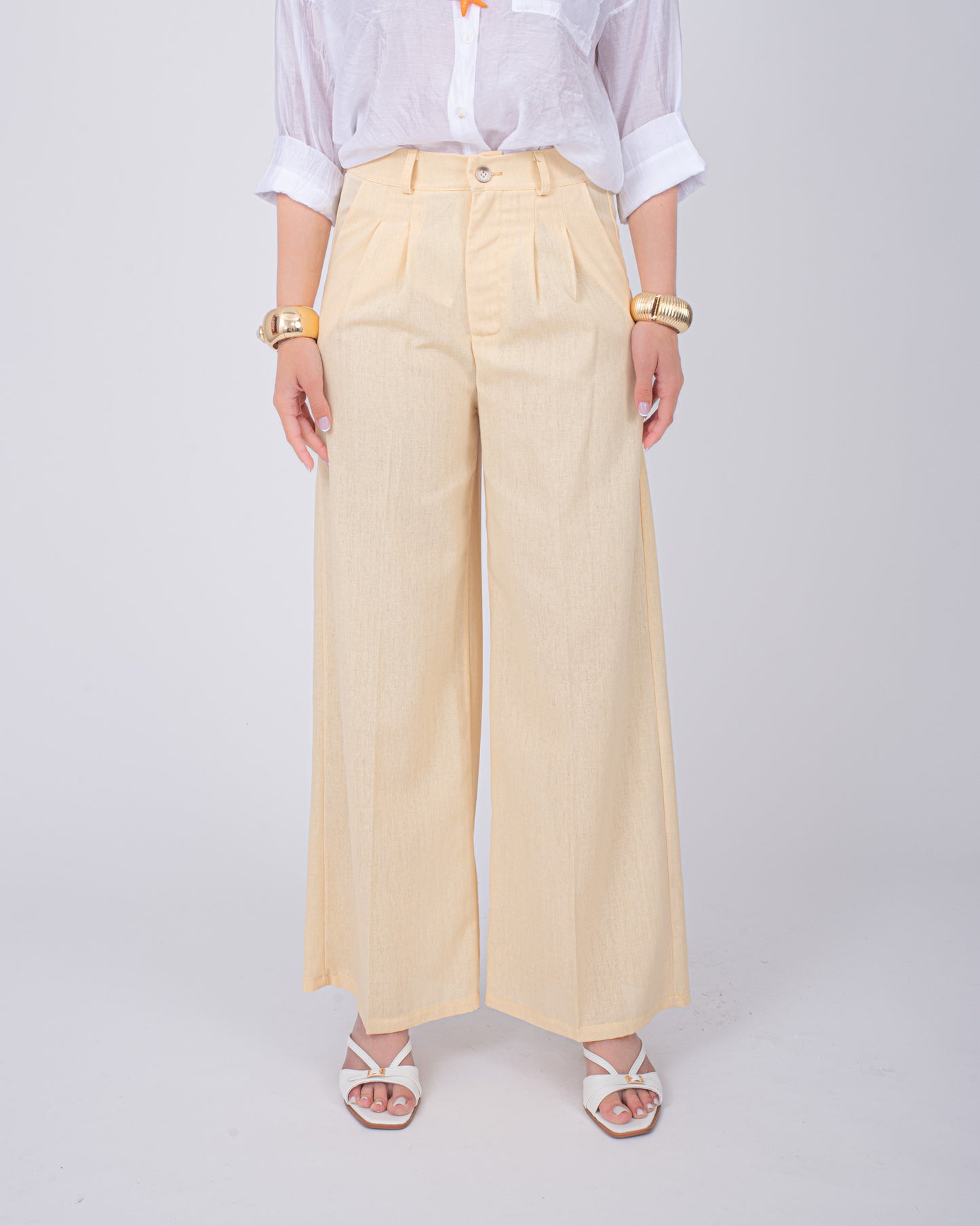 PANTALONE LINO GIALLO