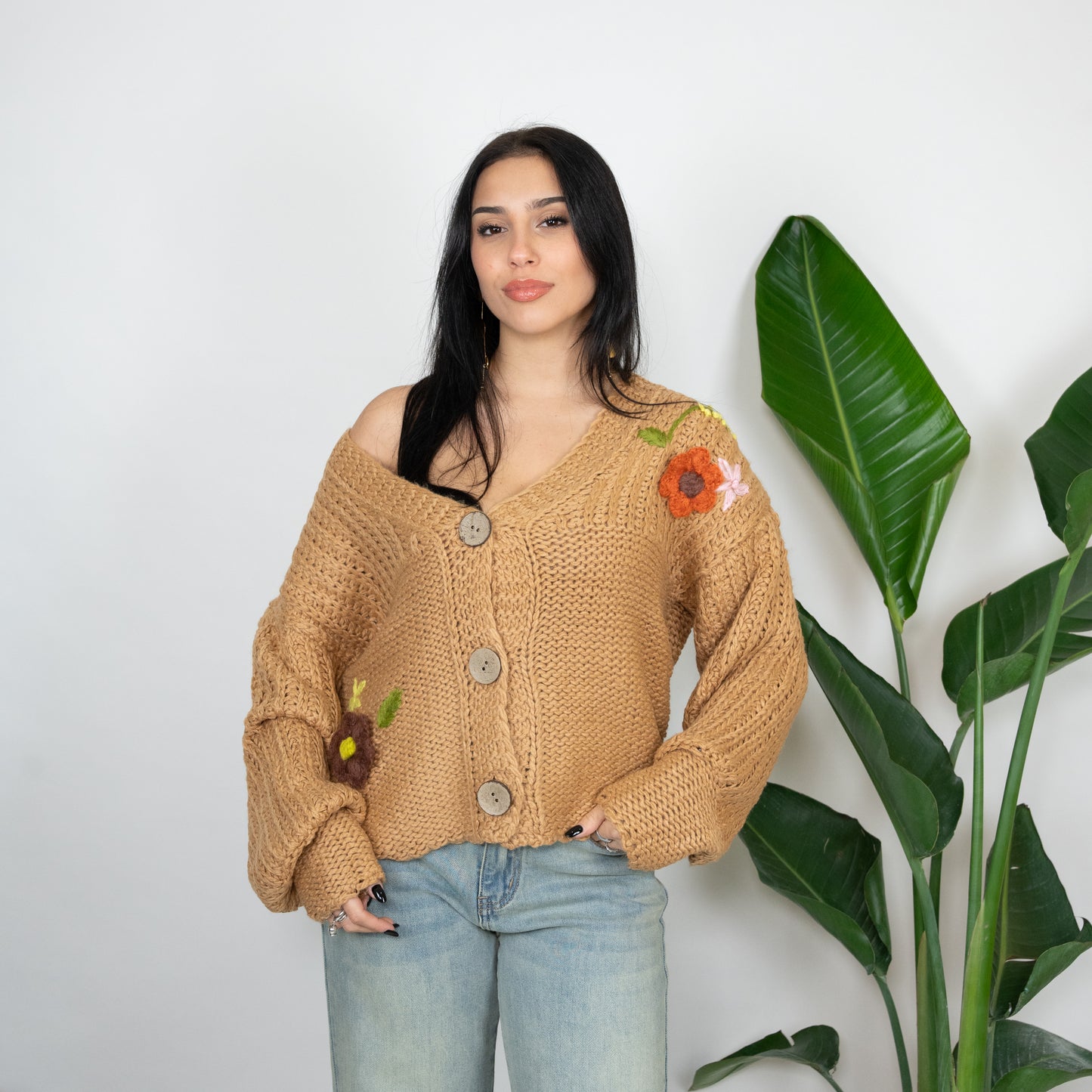 CARDIGAN FIORI A RILIEVO