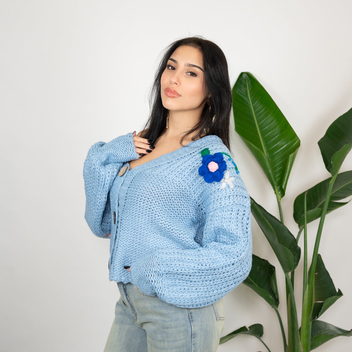 CARDIGAN FIORI A RILIEVO