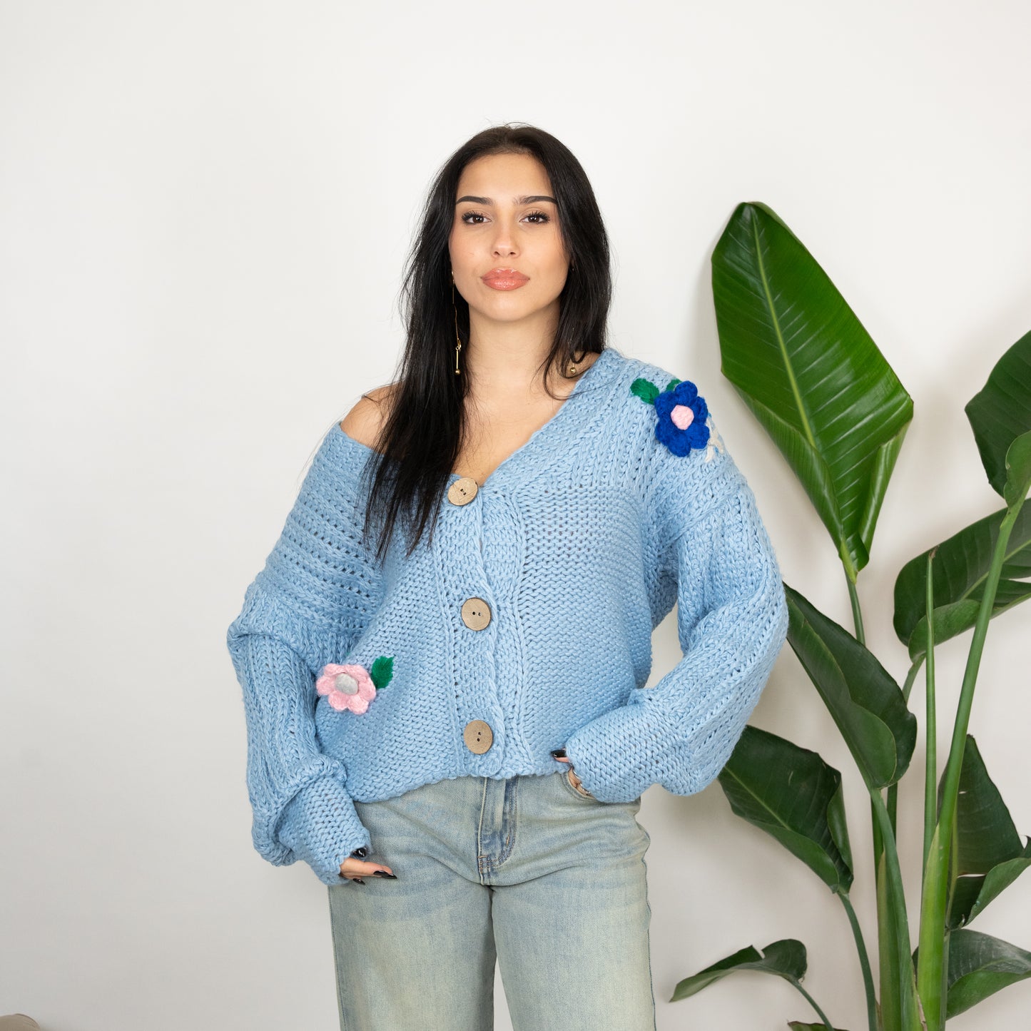 CARDIGAN FIORI A RILIEVO