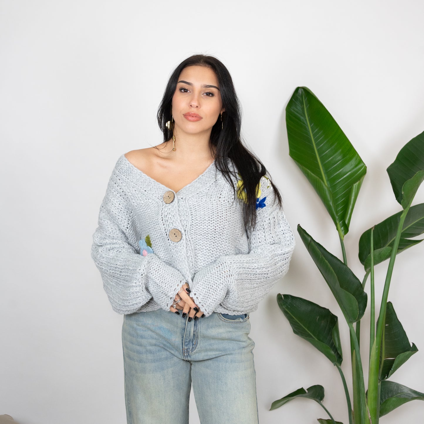 CARDIGAN FIORI A RILIEVO