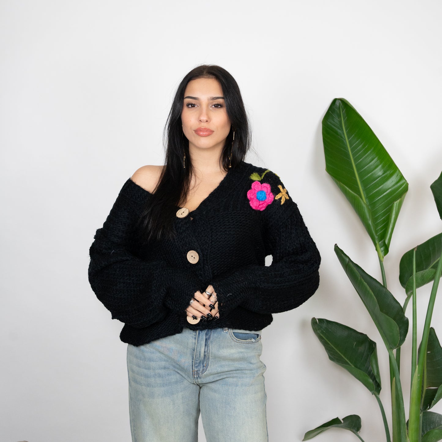 CARDIGAN FIORI A RILIEVO
