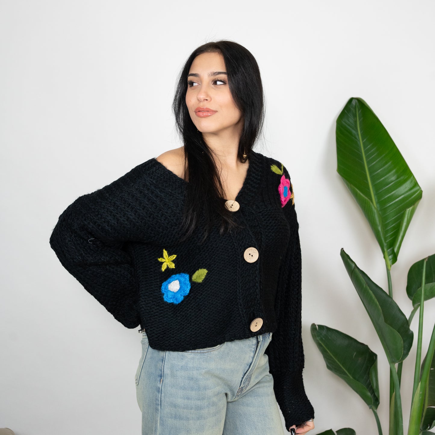 CARDIGAN FIORI A RILIEVO