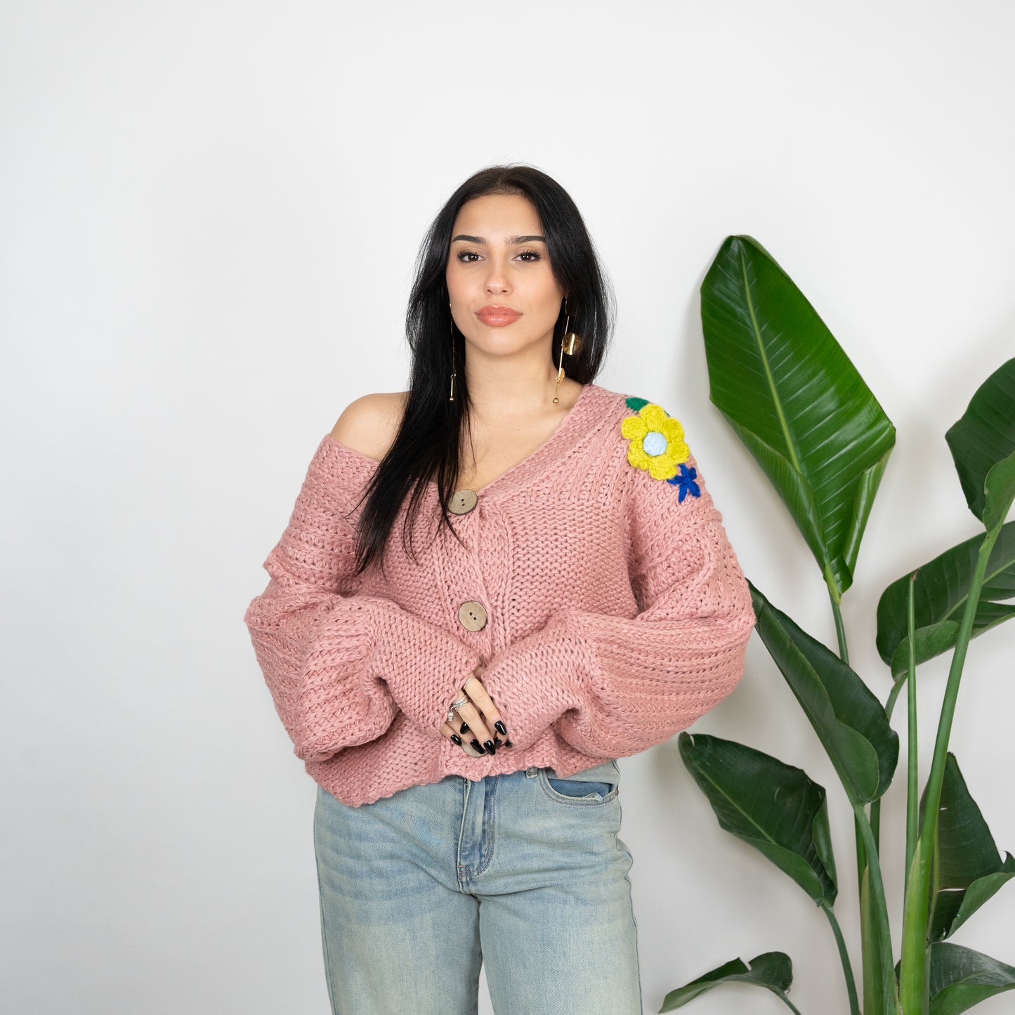 CARDIGAN FIORI A RILIEVO
