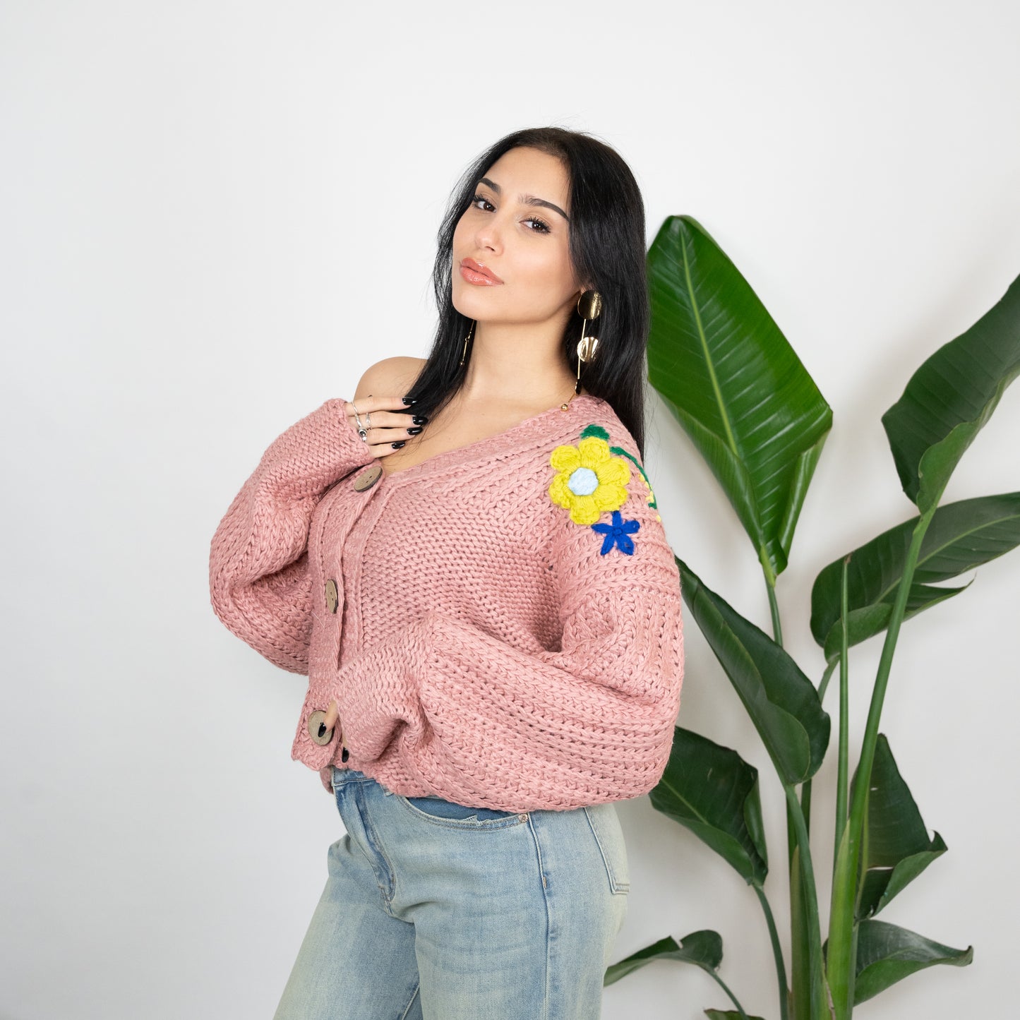 CARDIGAN FIORI A RILIEVO