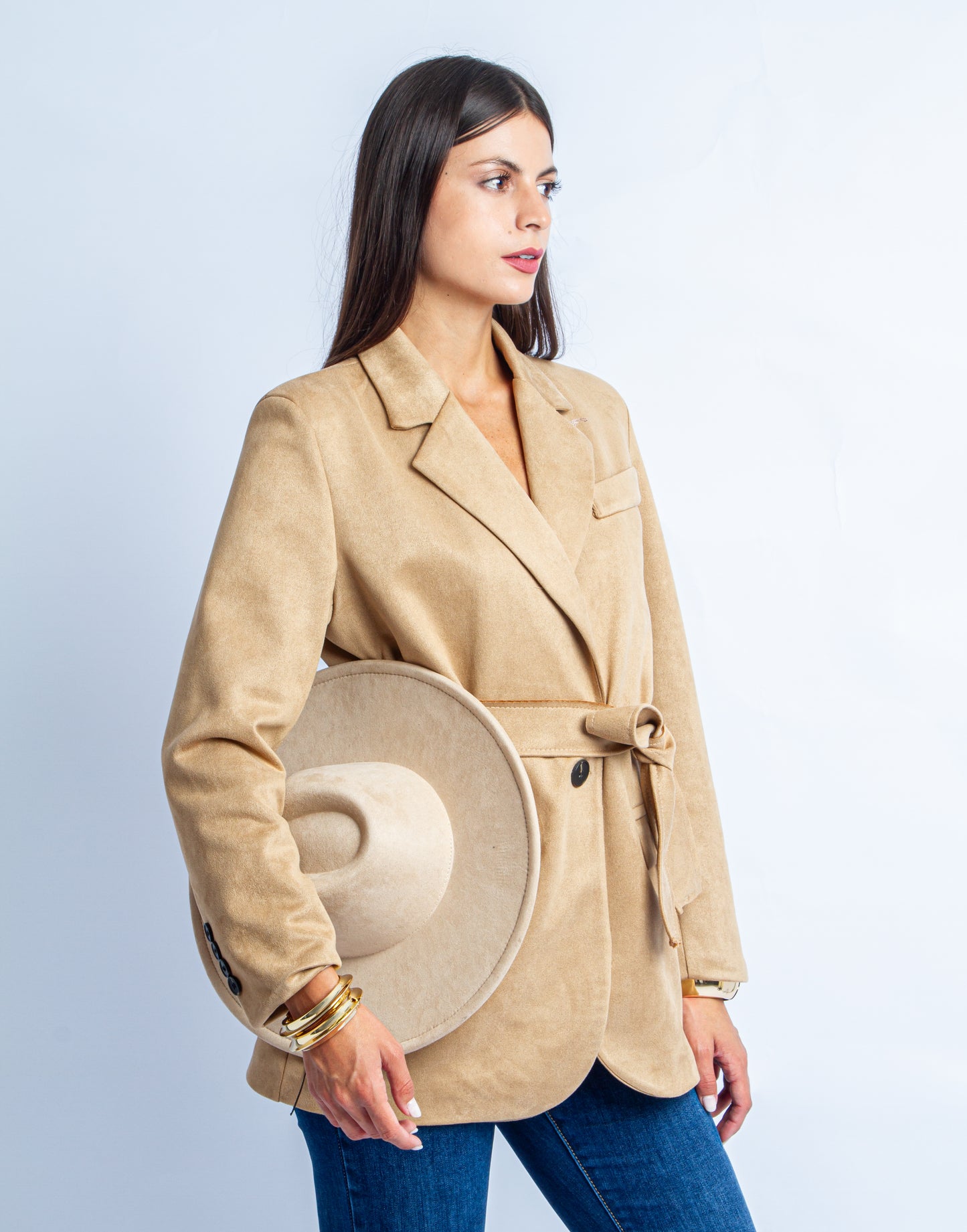 GIACCA SUEDE CAMEL