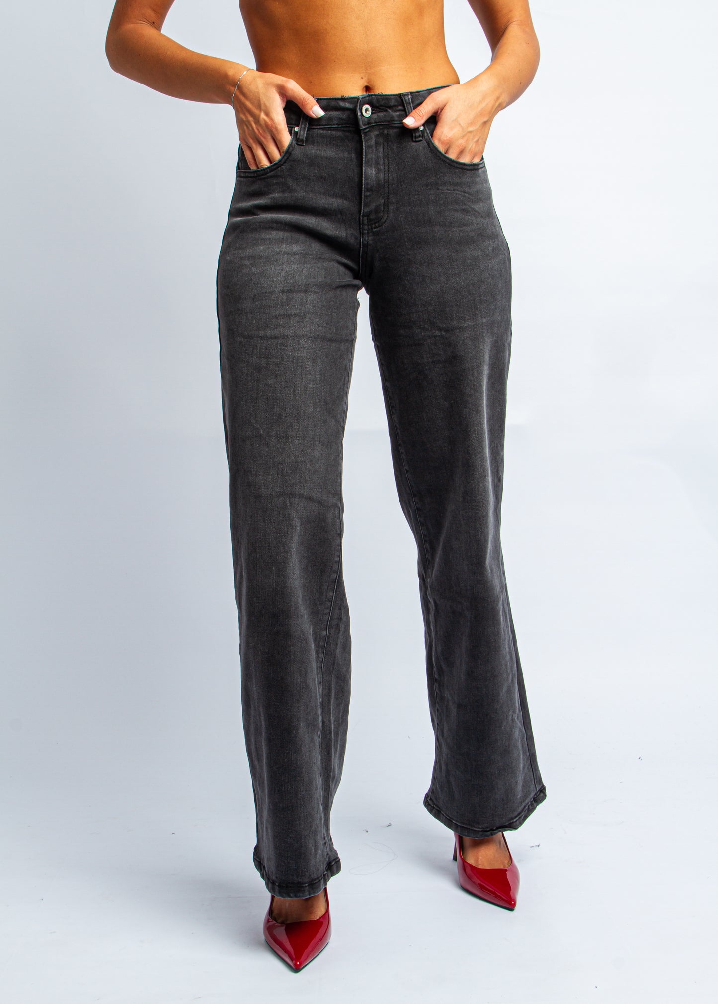 JEANS WIDE LEG GREY