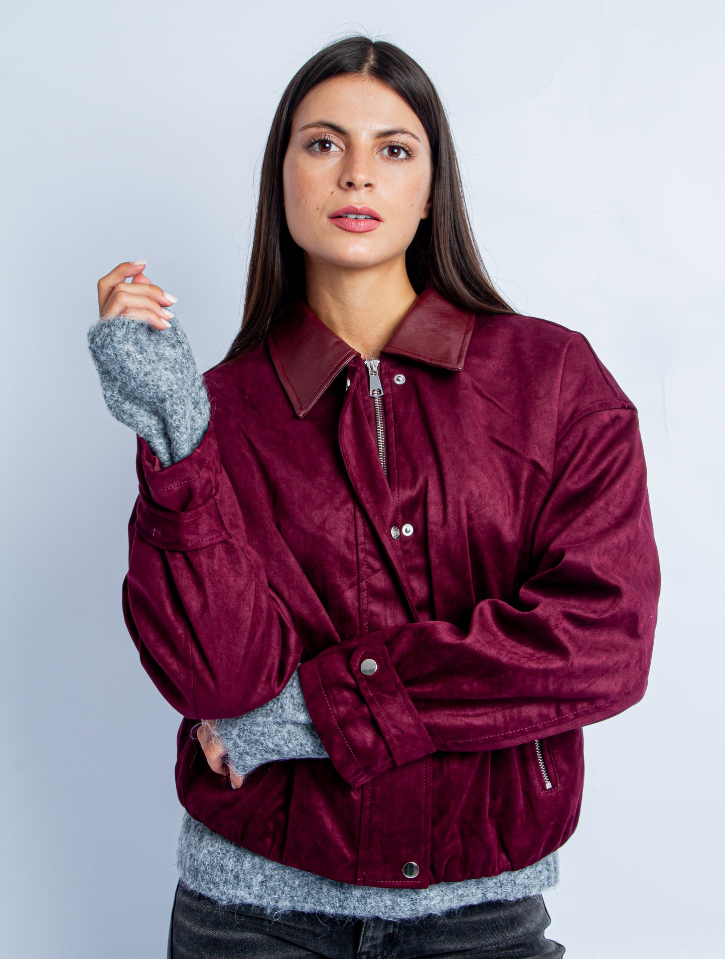 JACKET SUEDE BURGUNDY