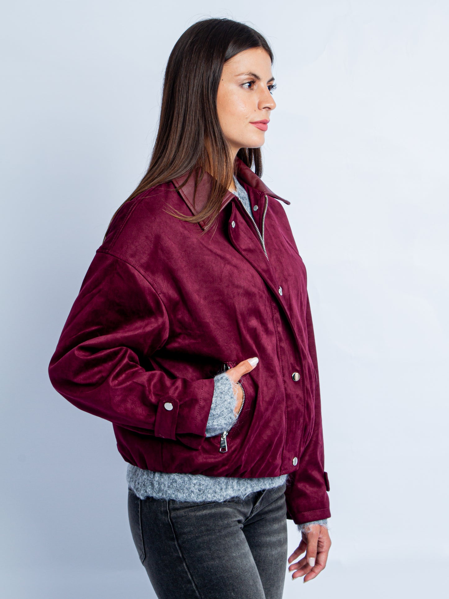 JACKET SUEDE BURGUNDY