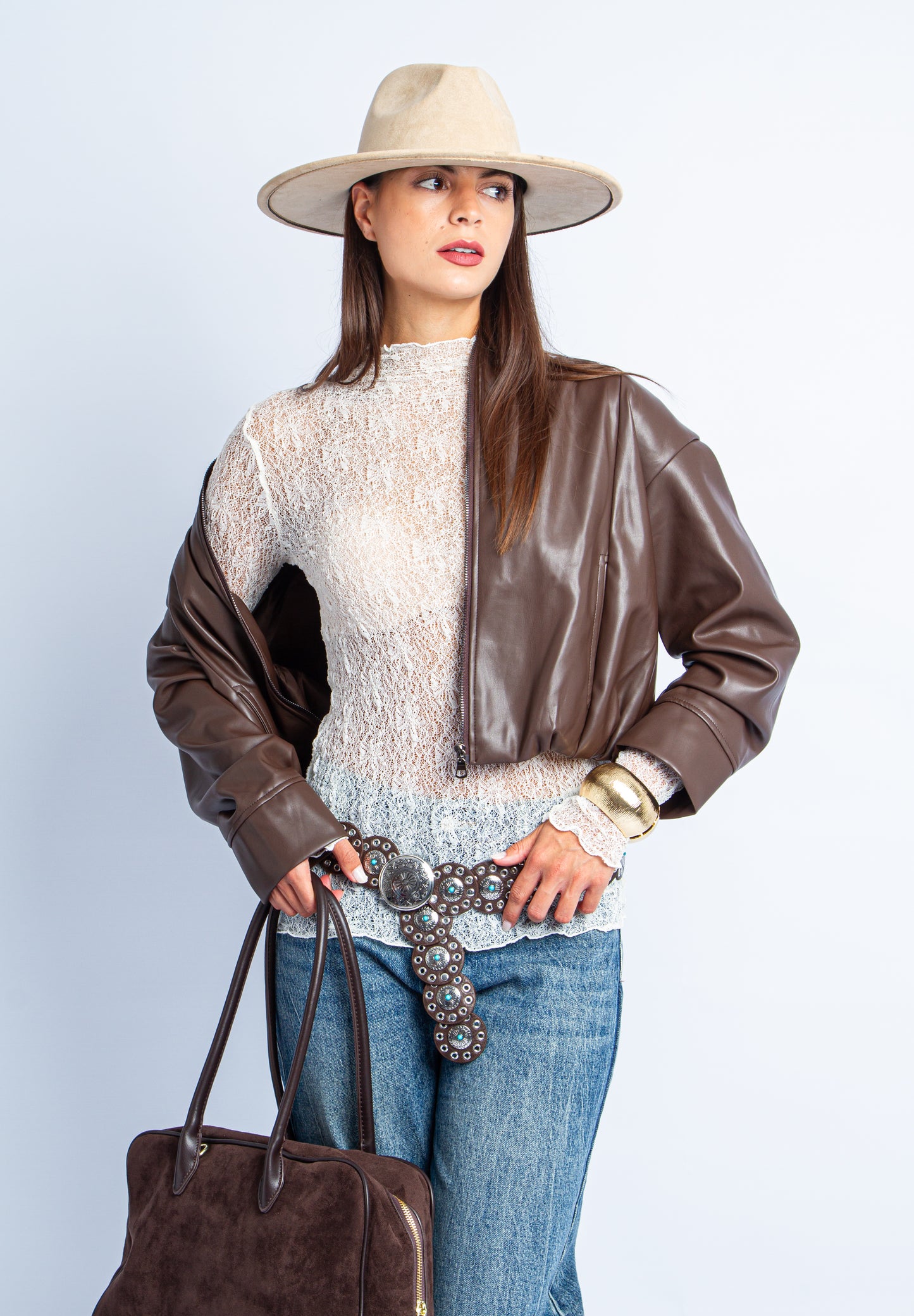 GIACCA PELLE BROWN