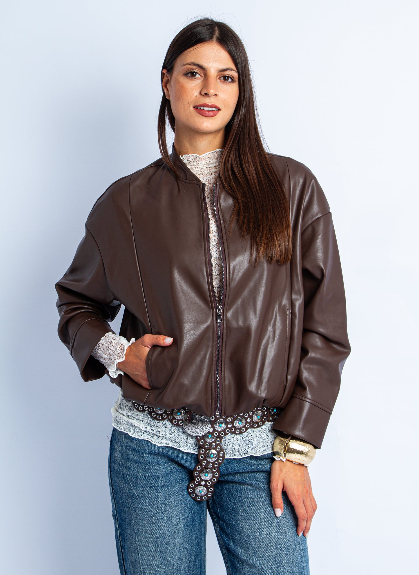 GIACCA PELLE BROWN