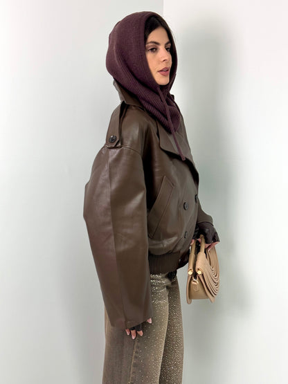 Bomber choco leather