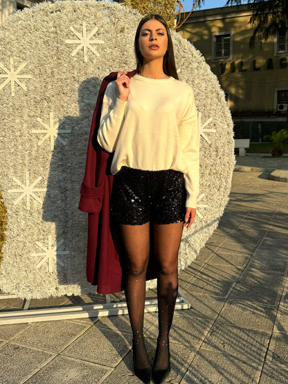 SHORTS PAILLETTES NERO