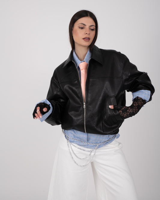 GIUBBINO LEATHER LONDON NERO