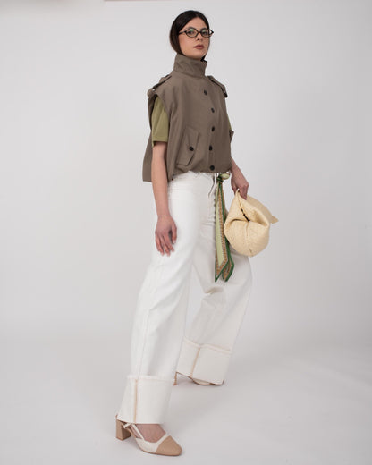 JEANS PIEGA DENIM BIANCO