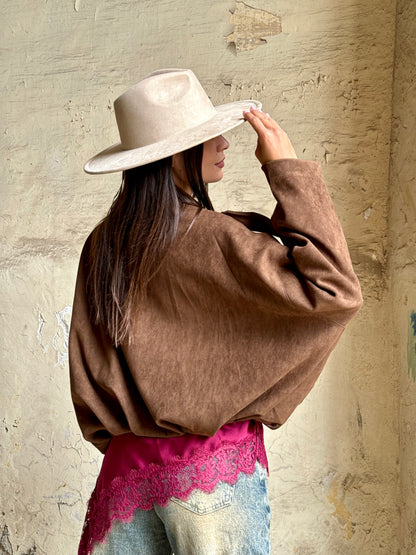 Bomber suede camel