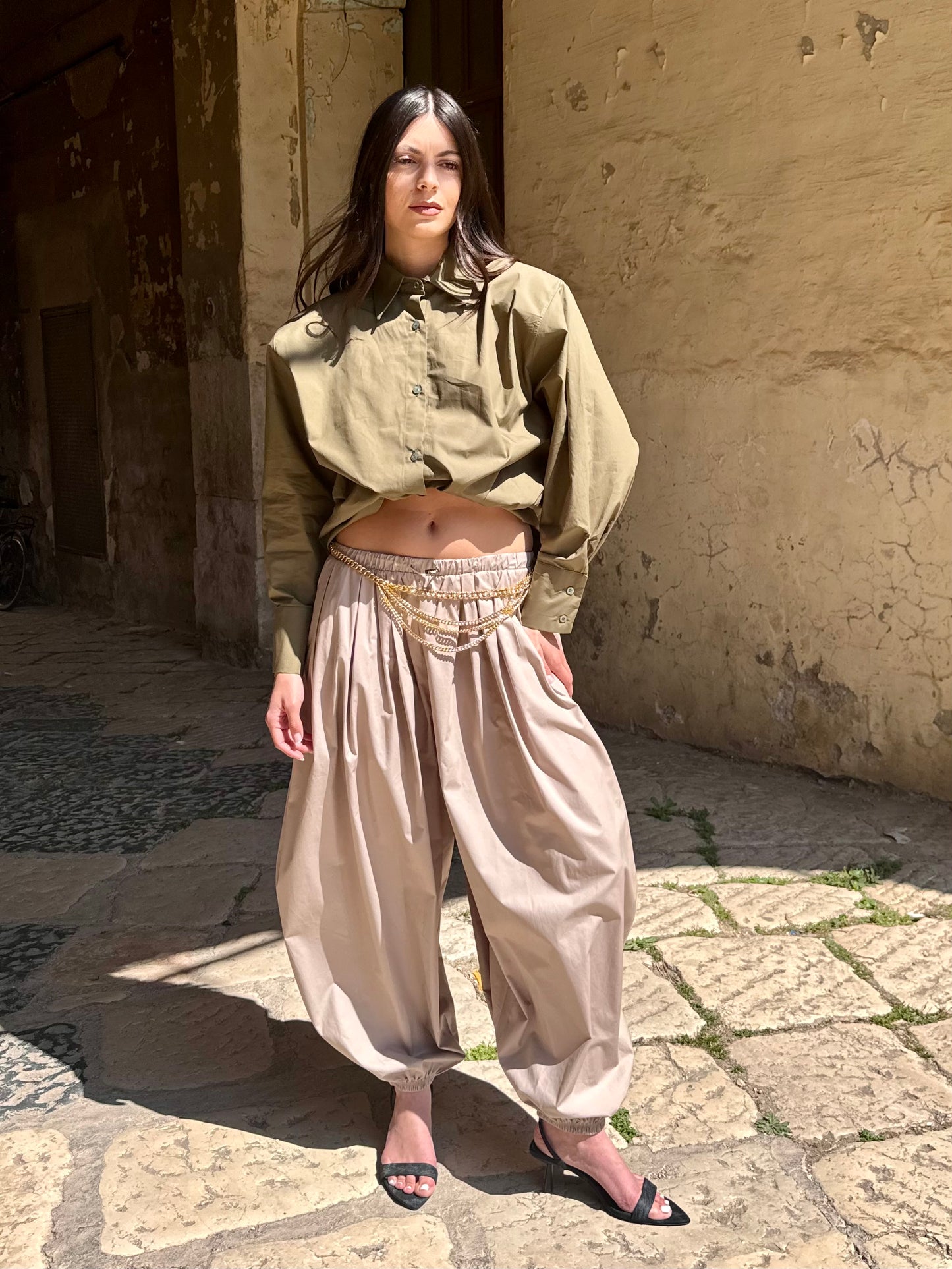 PANTALONE PARACHUTE SABBIA