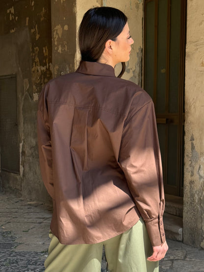 CAMICIA OVER COTTON CHOCO