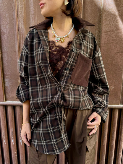 CAMICIA TARTAN SUEDE CHOCO