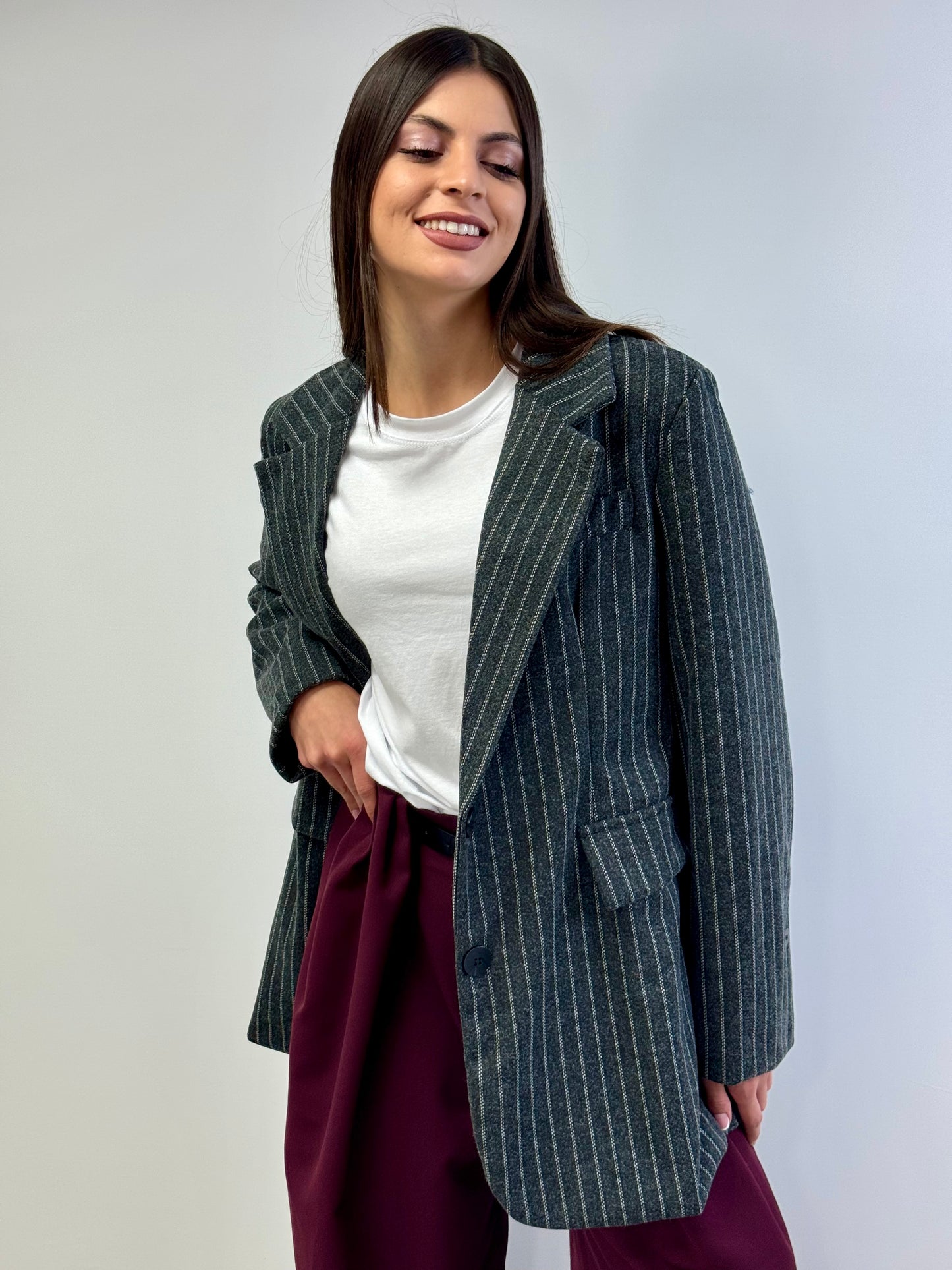 Giacca gesso panno grigio