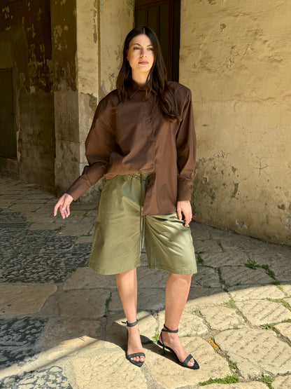 CAMICIA OVER COTTON CHOCO