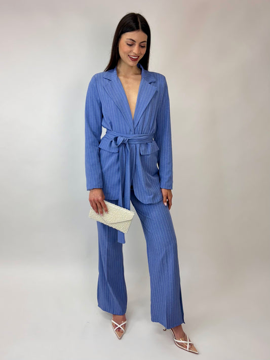 Tailleur Best azzurro gessato