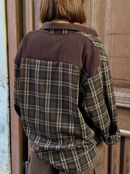 CAMICIA TARTAN SUEDE CHOCO