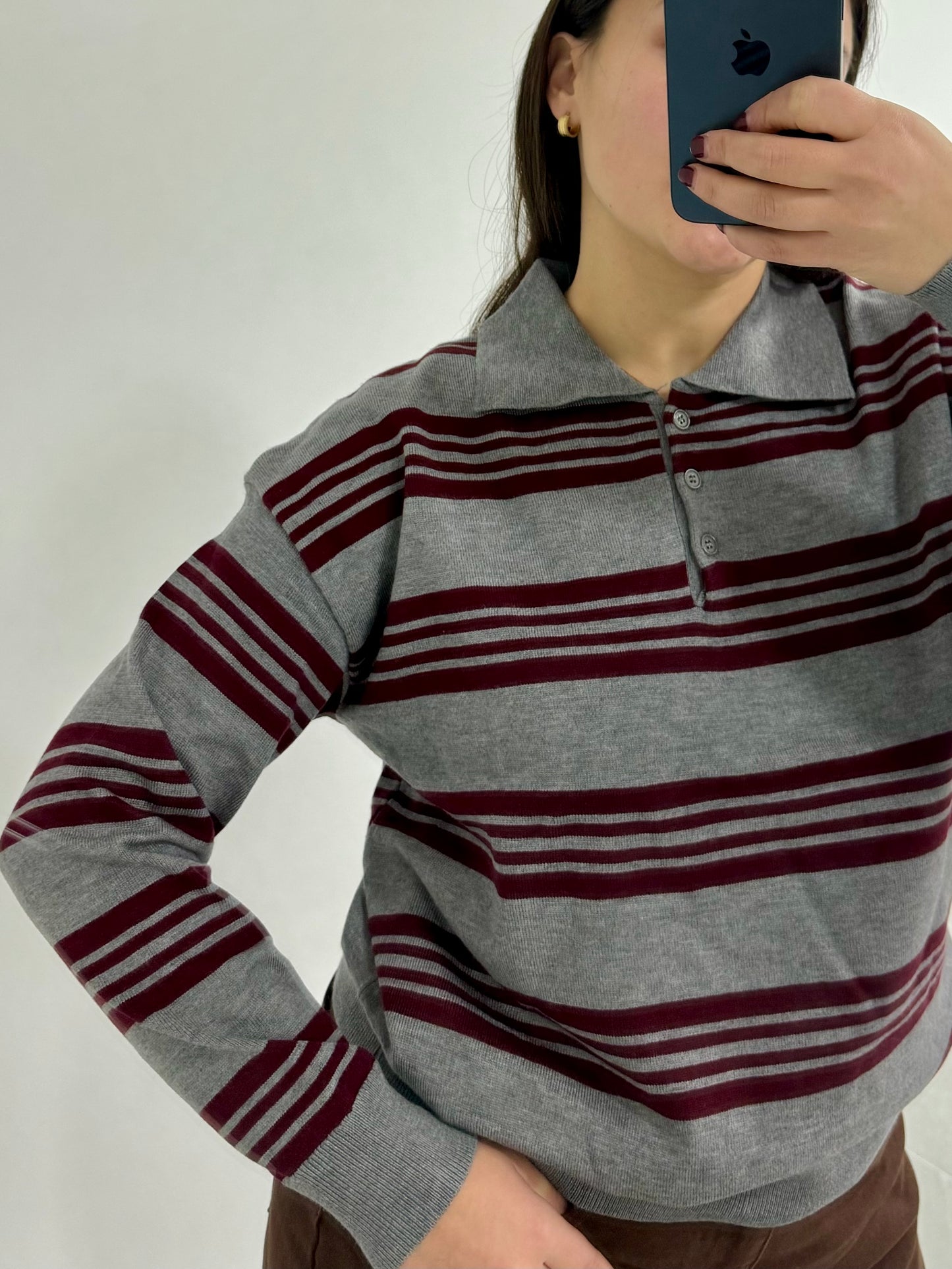 POLO STRIPPES BURGUNDY
