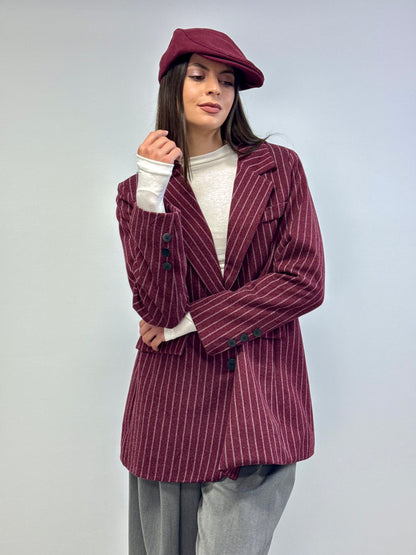 Giacca gesso panno Burgundy