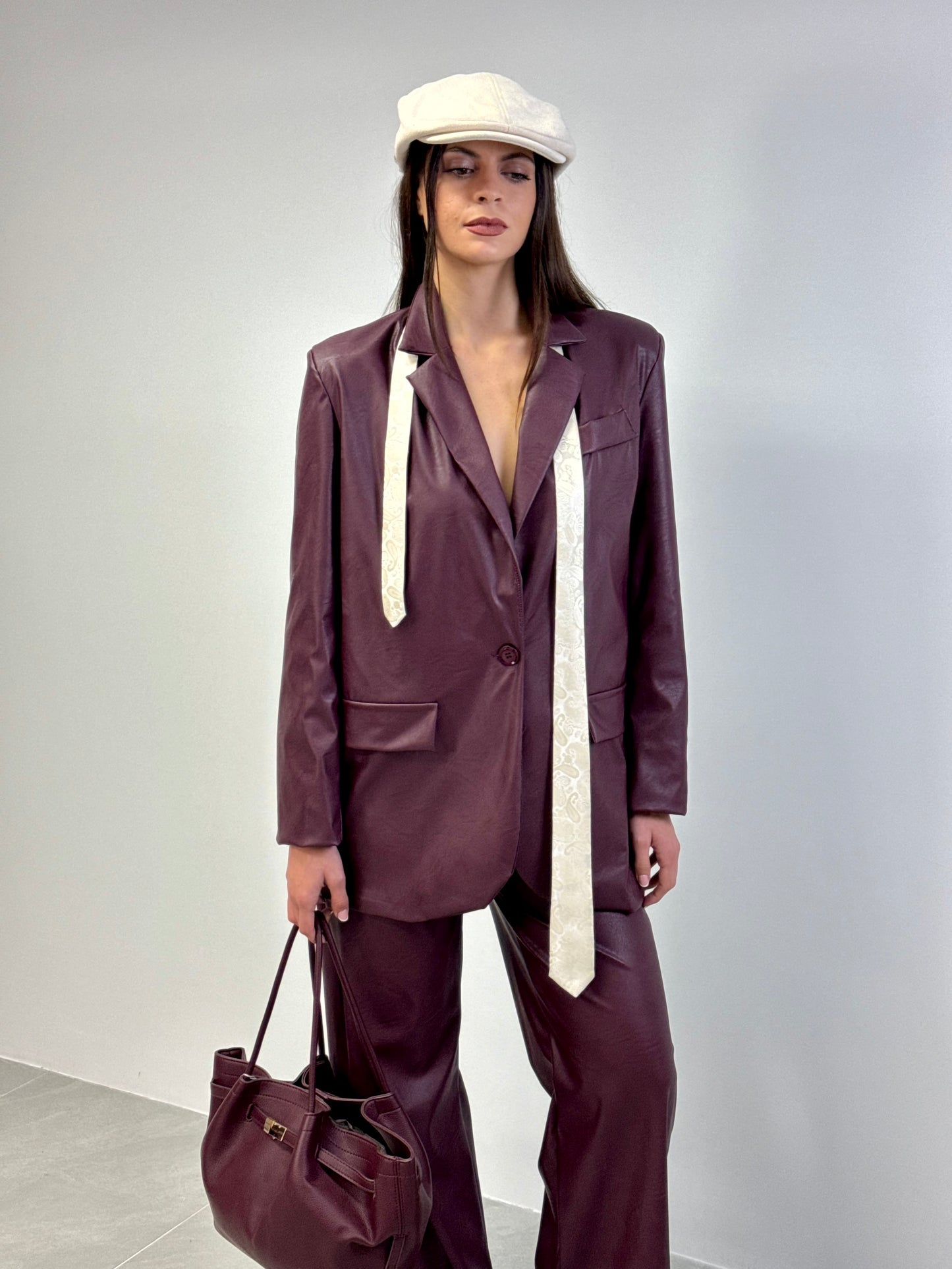 Giacca simil pelle Burgundy