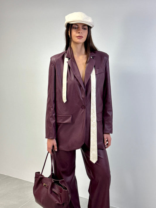 Giacca simil pelle Burgundy