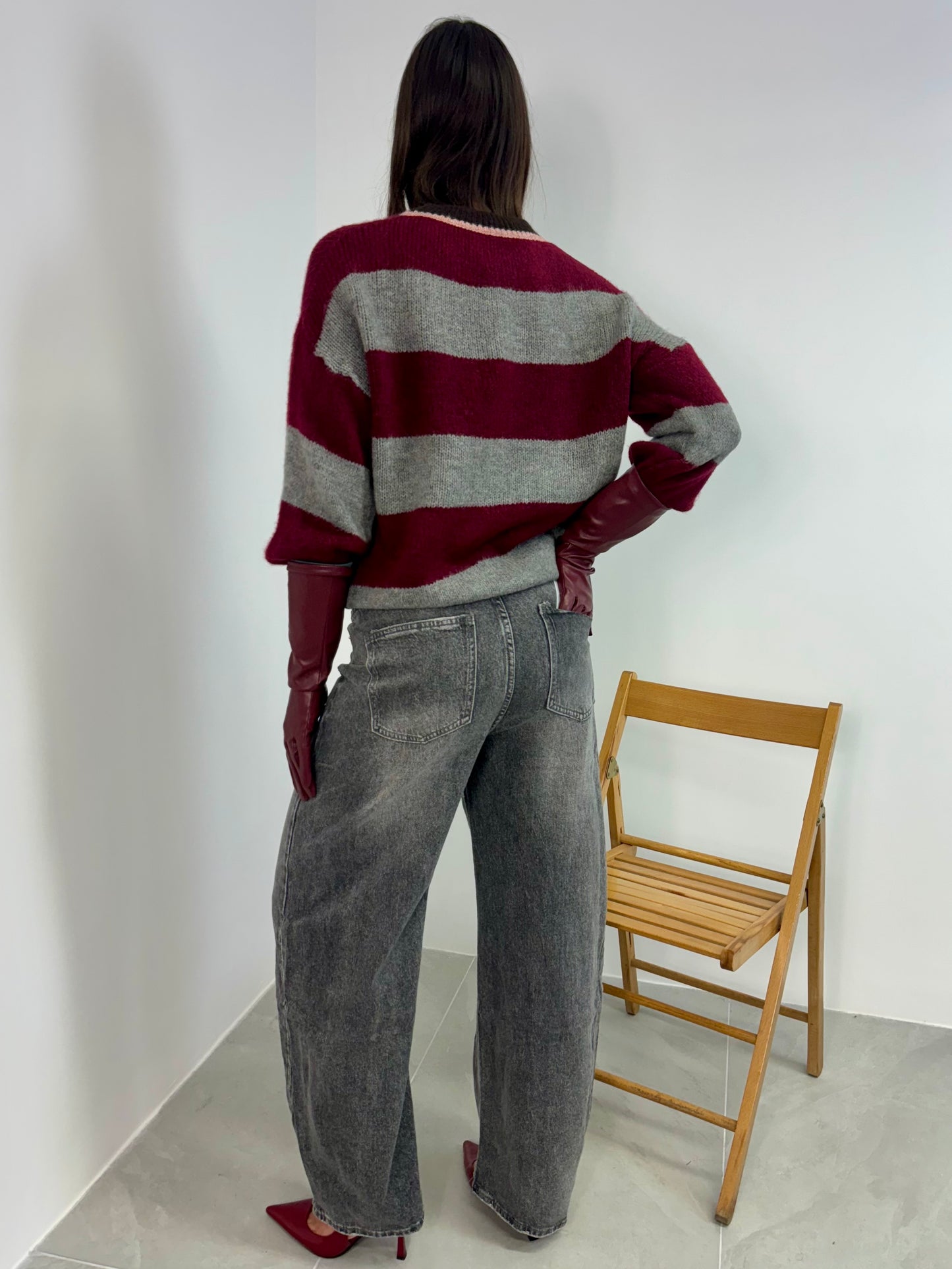 JEANS WIDE LEG ASIMMETRICO GREY