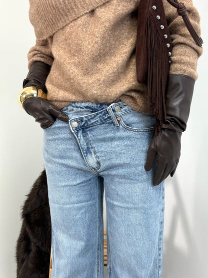 JEANS WIDE LEG ASIMMETRICO CHIARO