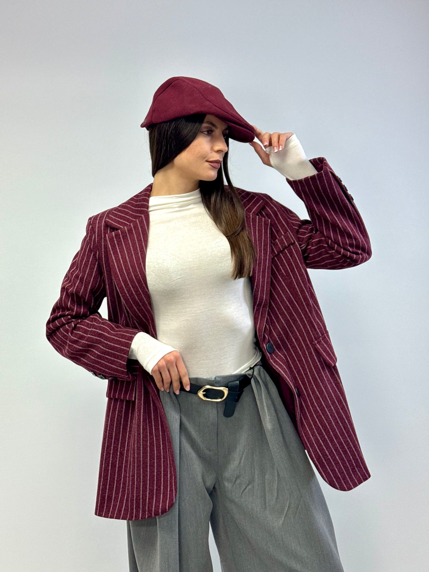 Giacca gesso panno Burgundy