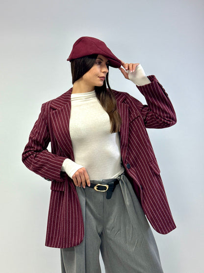Giacca gesso panno Burgundy