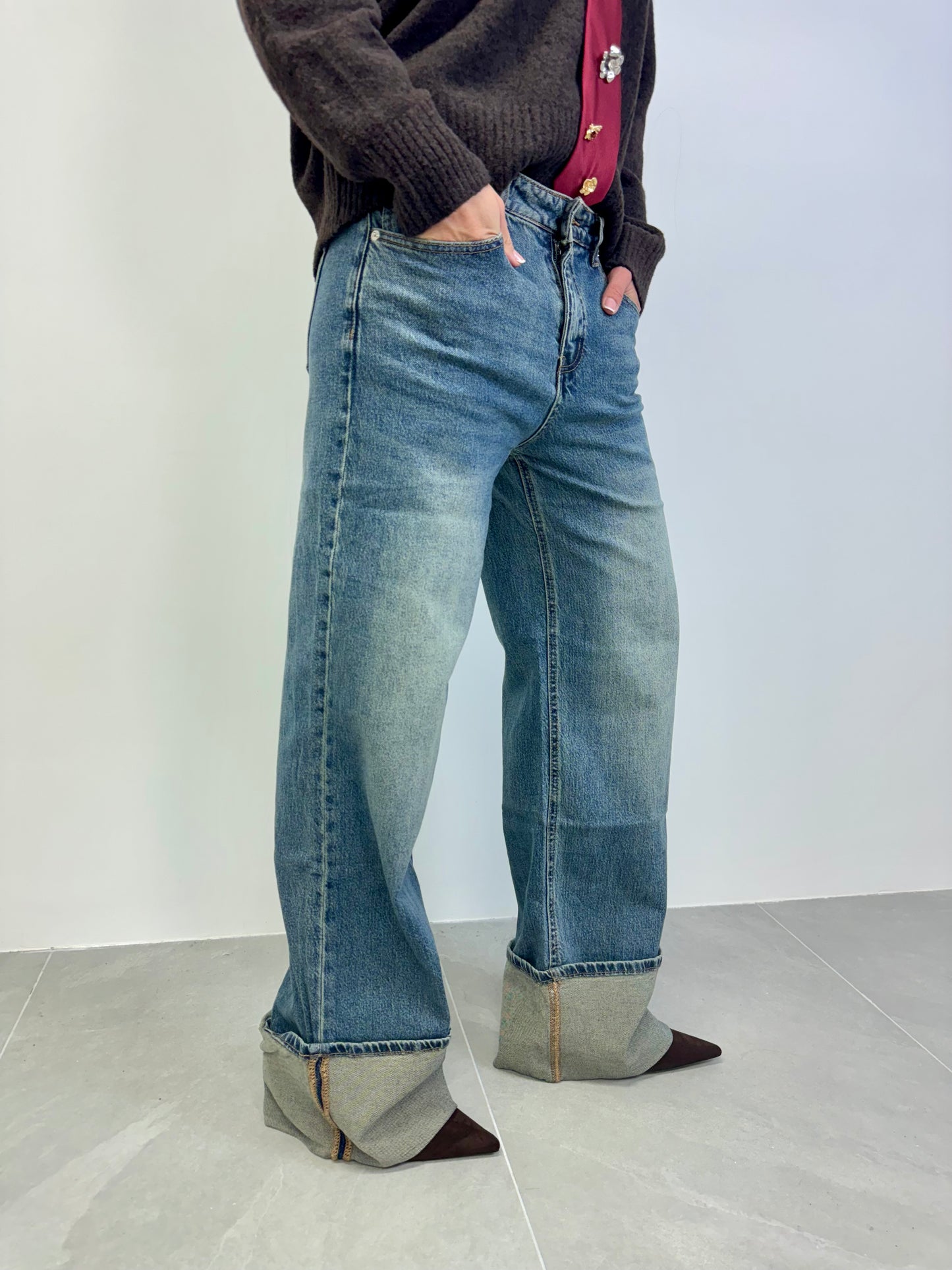 Jeans piegone sabbia