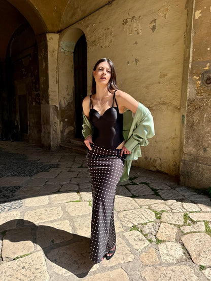 GONNA SATIN POIS NERO