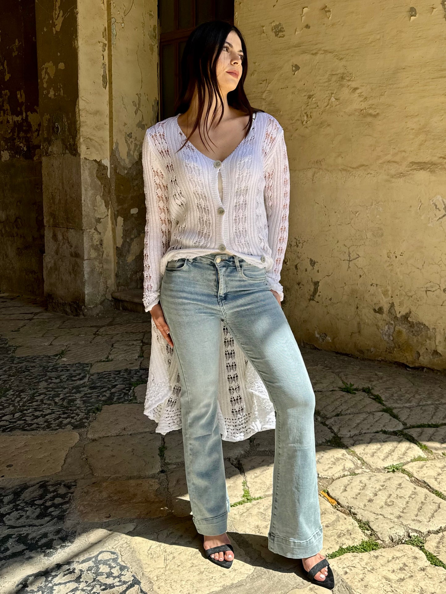 JEANS ZAMPA CHIARO