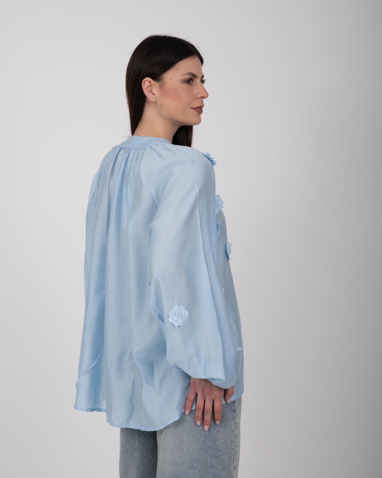 CAMICIA FLORA AZZURRA