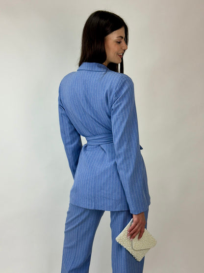 Tailleur Best azzurro gessato