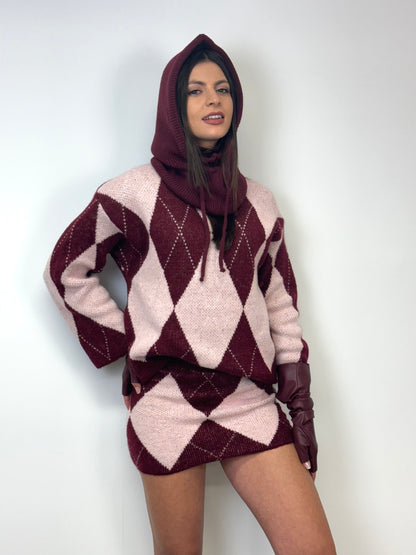 Cord set rombi Burgundy