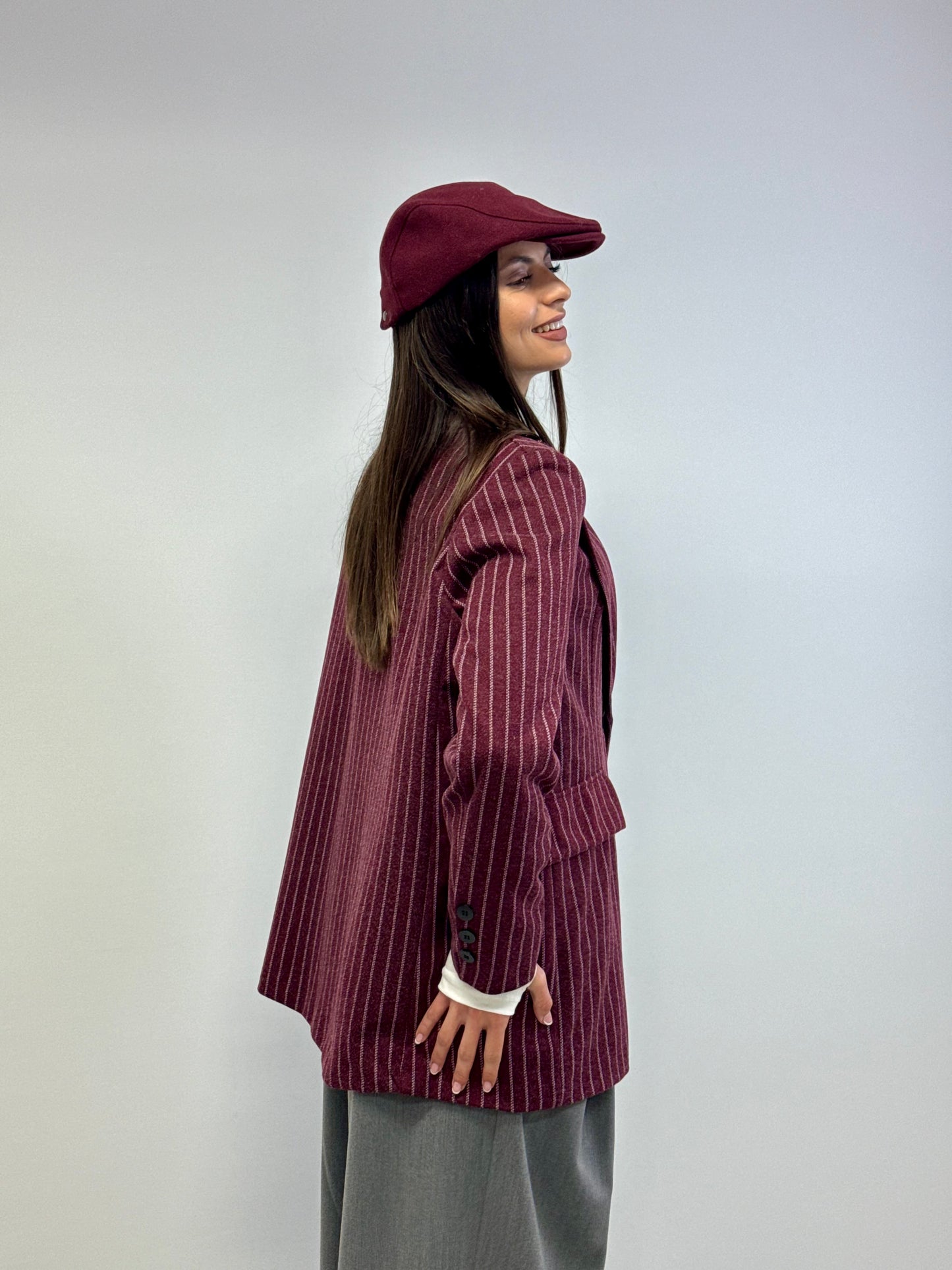 Giacca gesso panno Burgundy