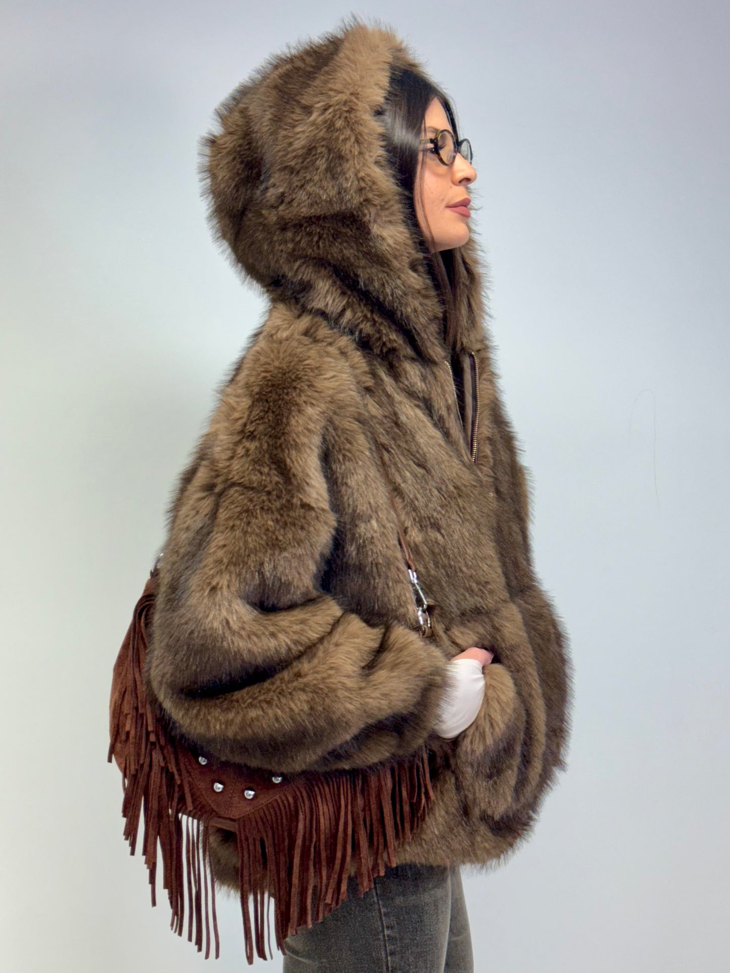 Felpa pelliccia over choco