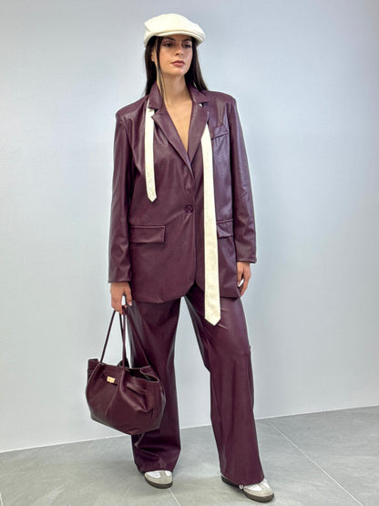 Giacca simil pelle Burgundy